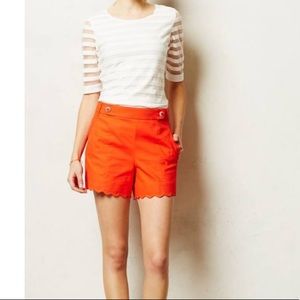 Anthropologie Scallop Edge High-Waist Shorts